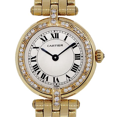 ladies cartier watch with diamonds|cartier ladies panthere 18k gold.